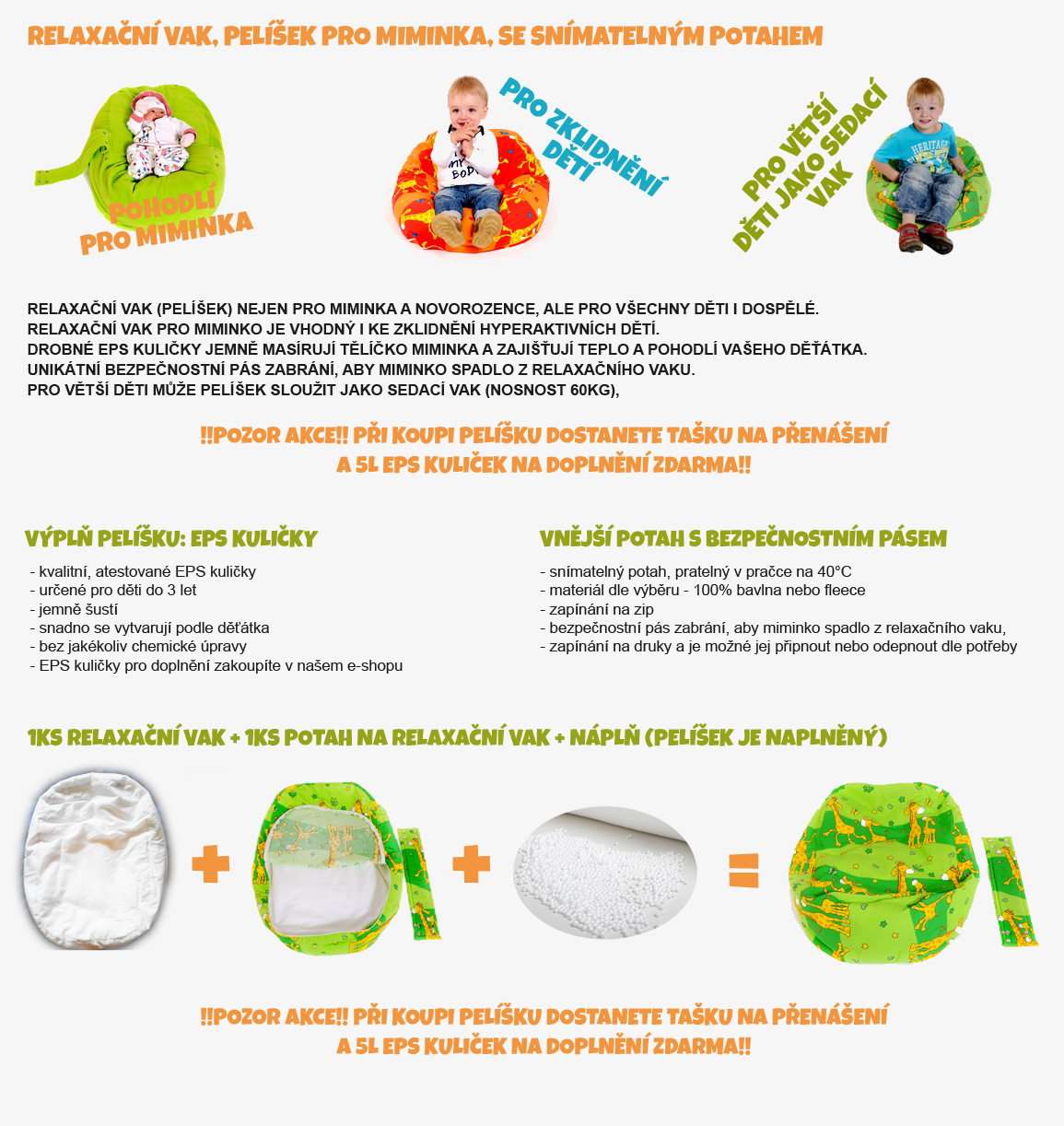 Relaxačný vak VLNY ZELENÉ 100% bavlna